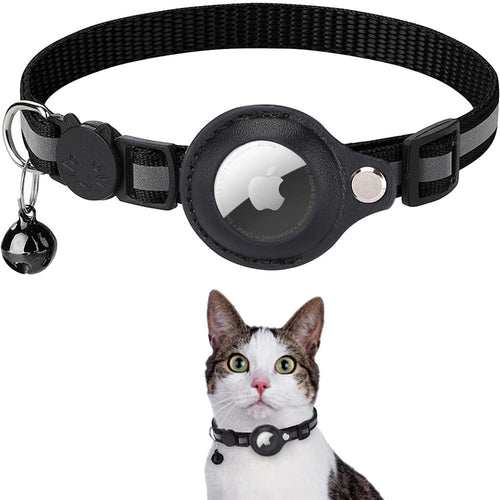 Reflective Airtag Case Collar for cats and dogs with nighttime visibility and durable, adjustable design