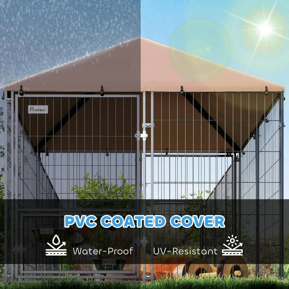 Durable Pet Enclosure with Adjustable Bowls