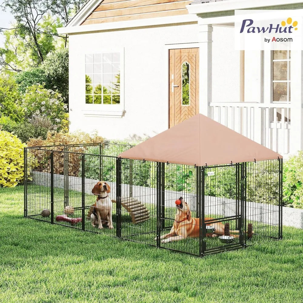 Durable Pet Enclosure with Adjustable Bowls
