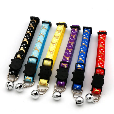 Cat Collar With Bell Cartoon Star Moon Dog