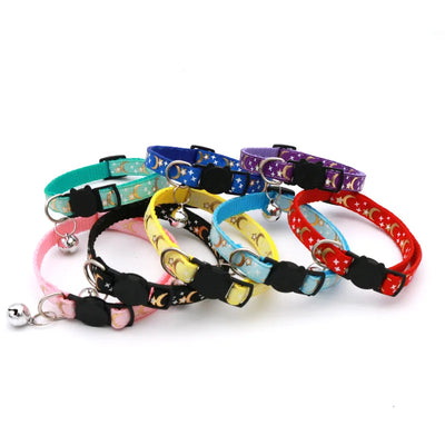 Cat Collar With Bell Cartoon Star Moon Dog