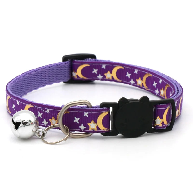 Cat Collar With Bell Cartoon Star Moon Dog
