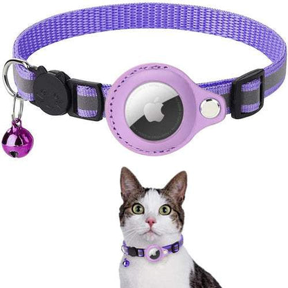 Reflective Airtag Case Collar for cats and dogs with adjustable, durable, and reflective design for nighttime visibility and built-in Airtag protection.