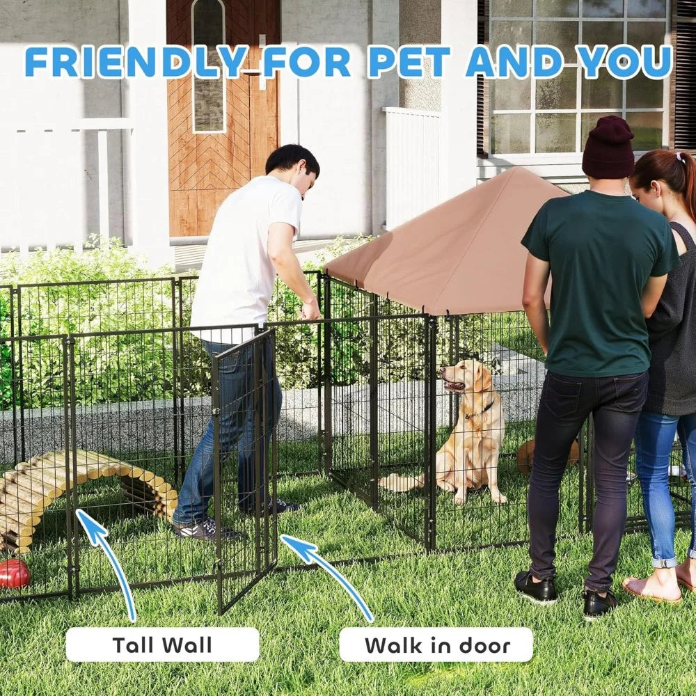 Durable Pet Enclosure with Adjustable Bowls