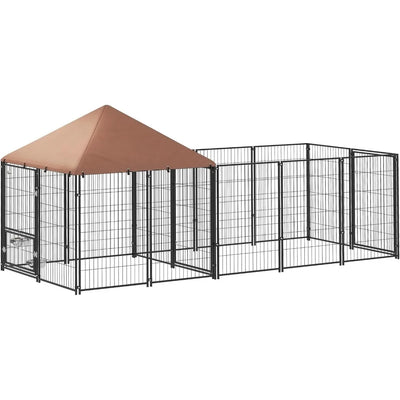 Durable Pet Enclosure with Adjustable Bowls