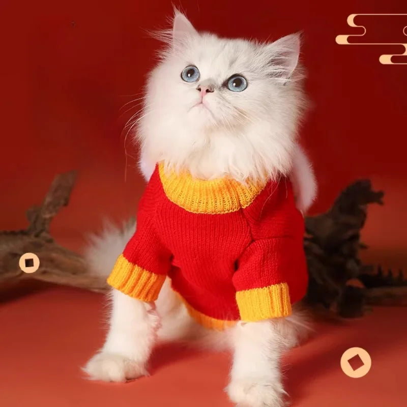 HOOPET Cat Clothes New Year Sweater
