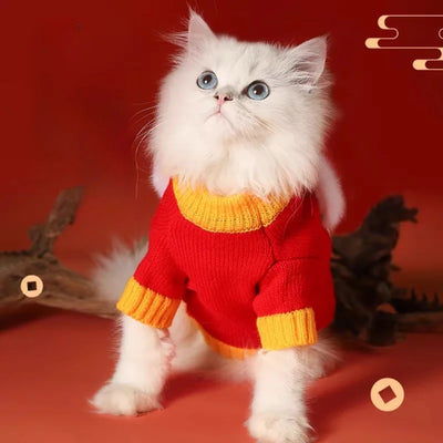 HOOPET Cat Clothes New Year Sweater