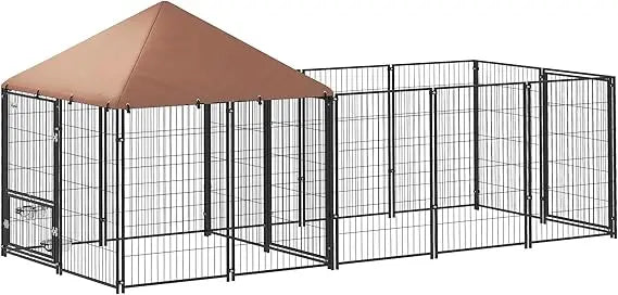 Durable Pet Enclosure with Adjustable Bowls