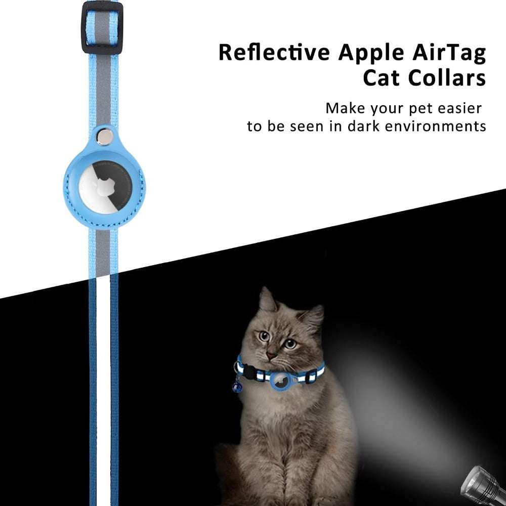 Reflective Airtag Case Collar for cats and dogs with nighttime visibility and durable design