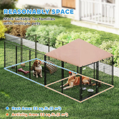 Durable Pet Enclosure with Adjustable Bowls