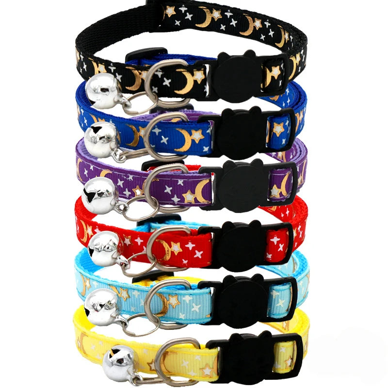 Cat Collar With Bell Cartoon Star Moon Dog