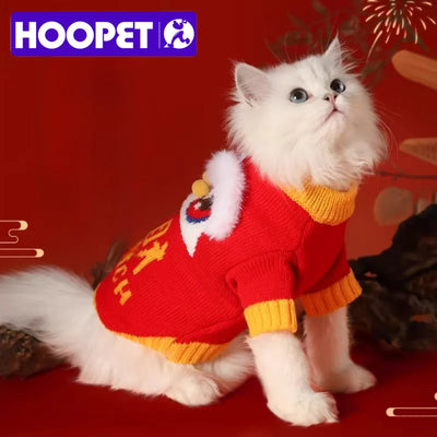 HOOPET Cat Clothes New Year Sweater