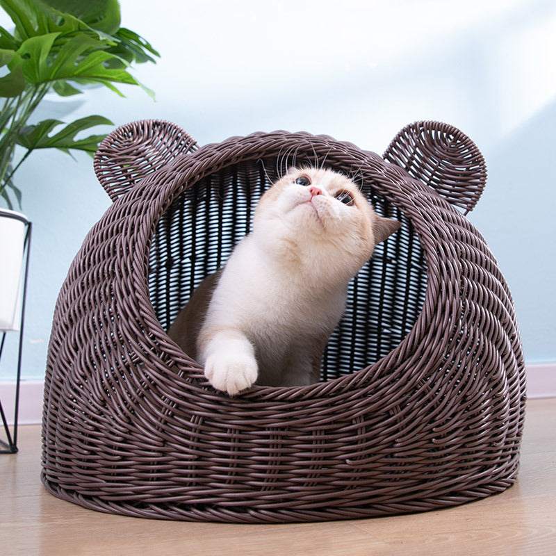 Semi-enclosed Pet Shelter Hand-knitted Cat House cs06jp-nn.myshopify.com