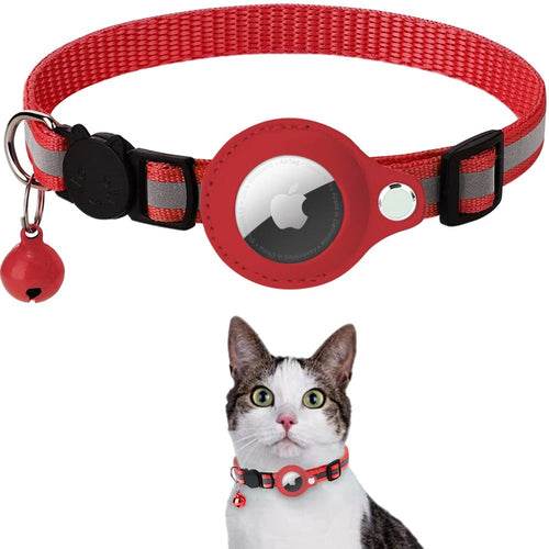 Reflective Airtag Case Collar for cats and dogs with nighttime visibility and durable adjustable design