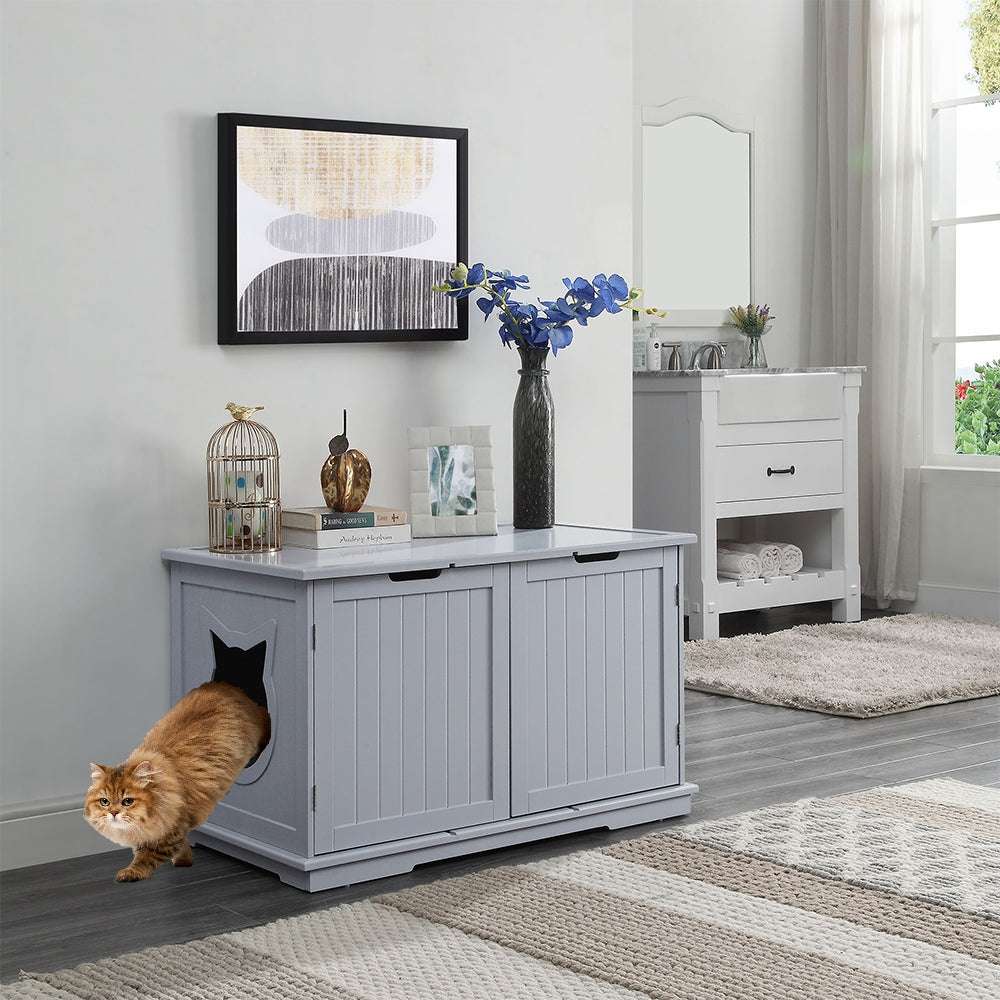 X-Large Cat Washroom Bench Litter Box Enclosure Furniture Box House cs06jp-nn.myshopify.com