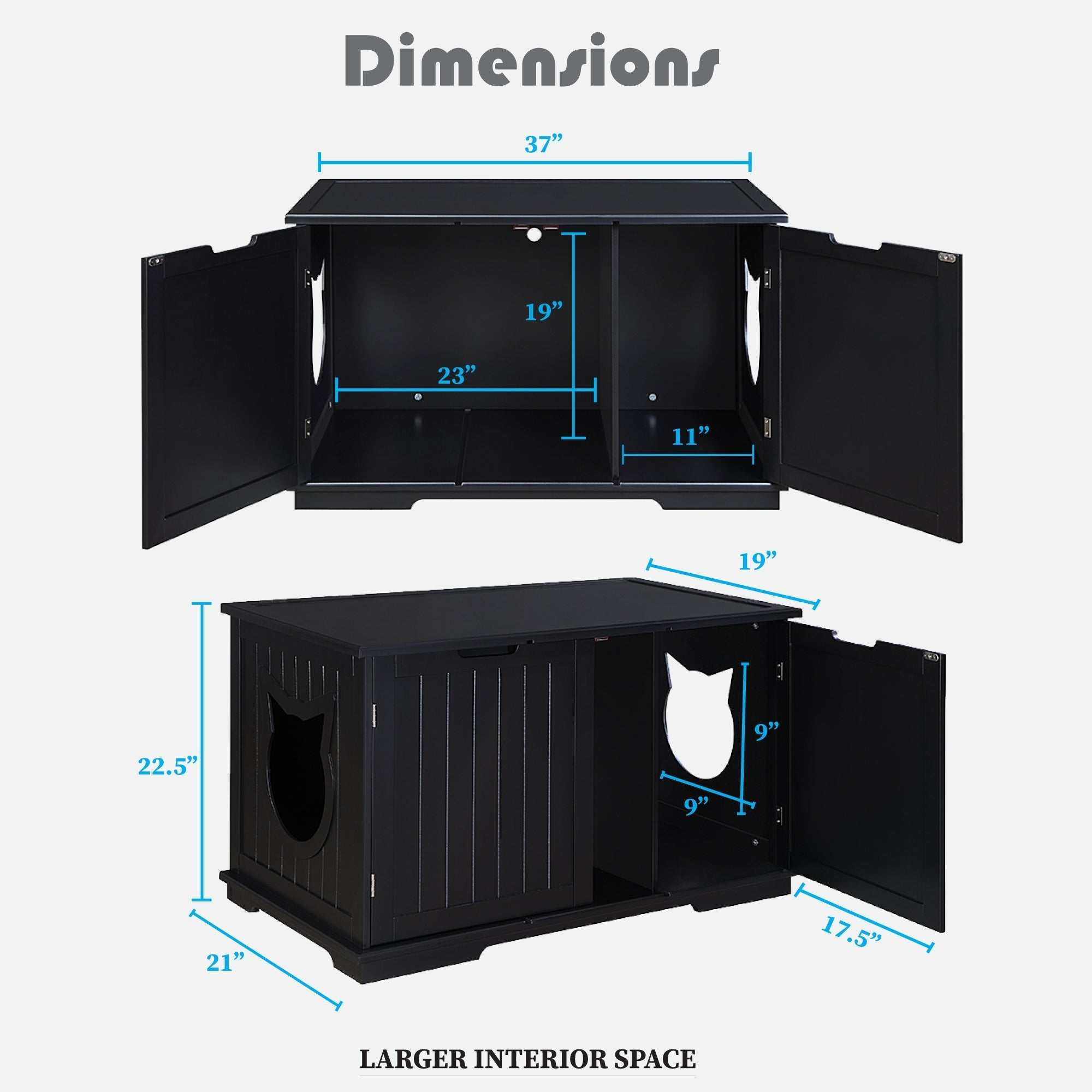 X-Large Cat Washroom Bench Litter Box Enclosure Furniture Box House cs06jp-nn.myshopify.com