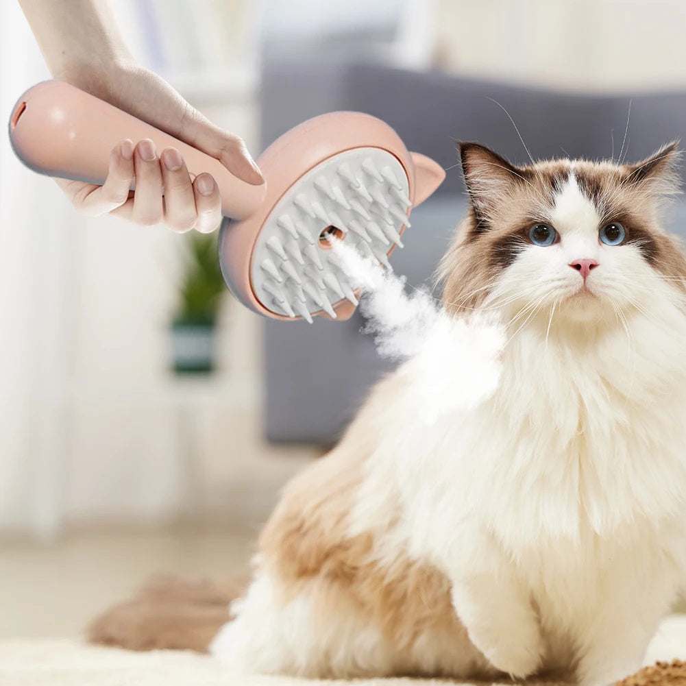 Multifunctional hair cleaning brush with mist for cat grooming and shedding reduction