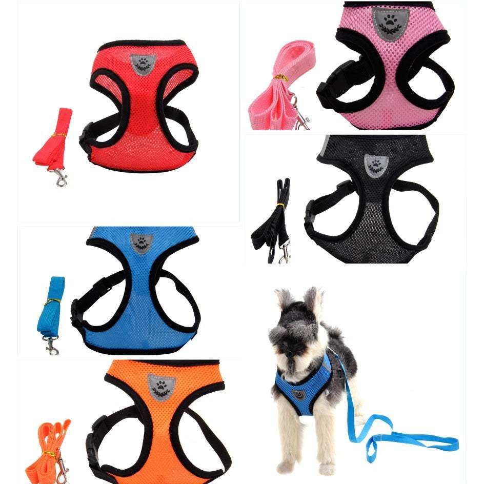 Fashionable multi-color dog harness in mesh material with adjustable sizes and vibrant colors