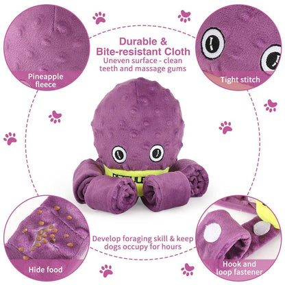 Dog Snuffle Toy Dog Plush Octopus Toys, Dog Puzzle Games Interactive Puppy Toys Chew Toys Slow Feeding Games