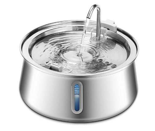 Large capacity stainless steel pet water dispenser for dogs and cats with round runway design