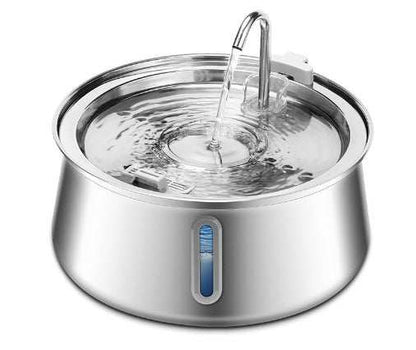 Large capacity stainless steel pet water dispenser for dogs and cats with round runway design
