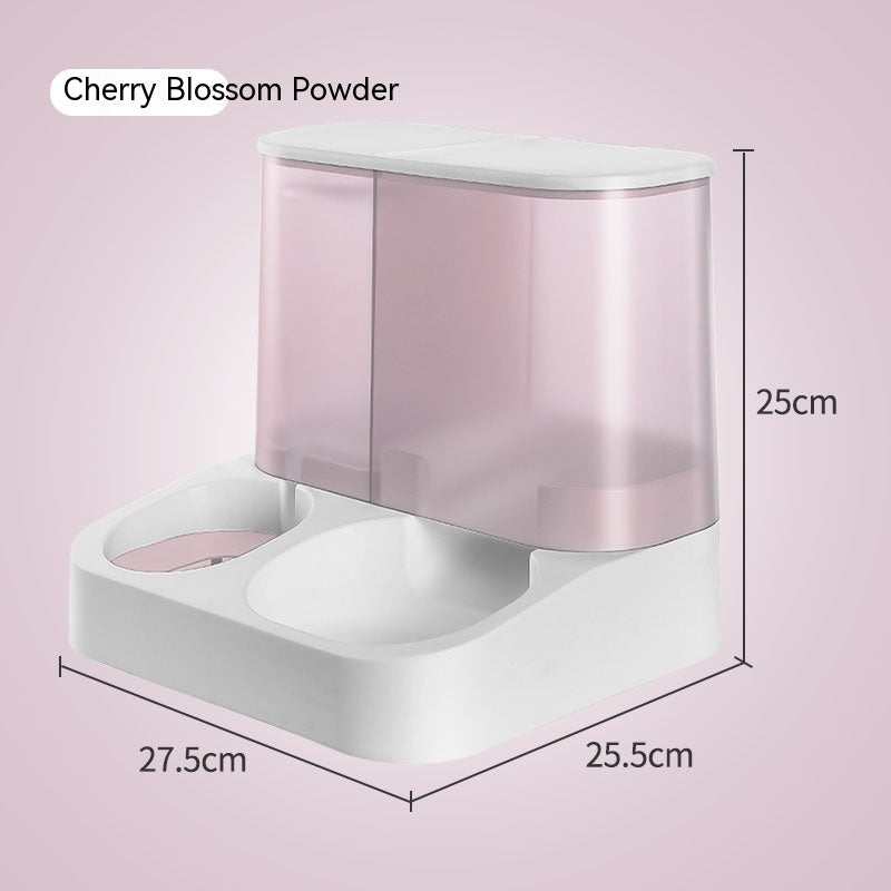 Pet Visual Automatic Pet Feeder in gray, pink, and blue for cats with automatic feeding tableware