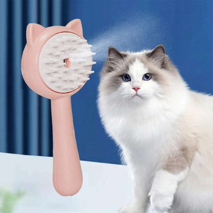 Multifunctional hair cleaning brush with mist for efficient cat grooming and shedding reduction