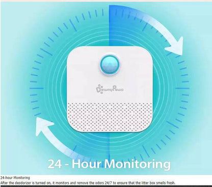 DownyPaws 4000mAh smart cat odor purifier for litter box in white compact design