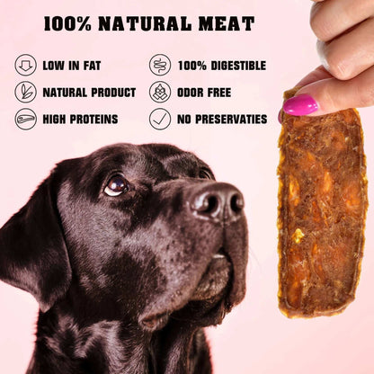 Chicken Jerky Dog Treats 1.5 lb bag of 100% natural, grain-free, high-protein chicken fillet chews for healthy dog training