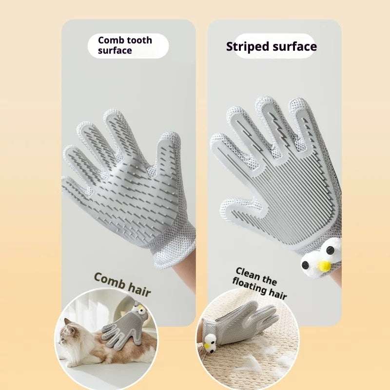 Pet grooming cat gloves for hair removal and massage