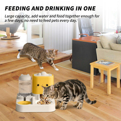 Cartoon Cloud Cat ear shaped pet feeder and water dispenser for cats and dogs, ideal for home and travel