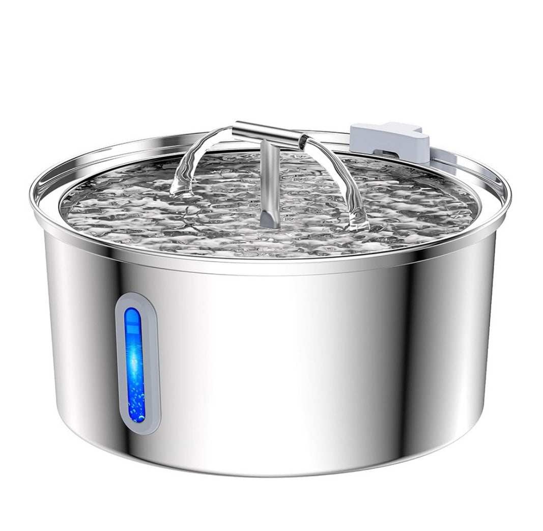 Stainless steel pet water dispenser with large capacity for cats and dogs