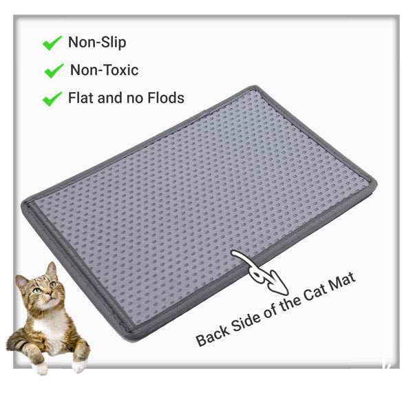 Grey double layer Cat Litter Box Mat with splash and urine proof EVA material