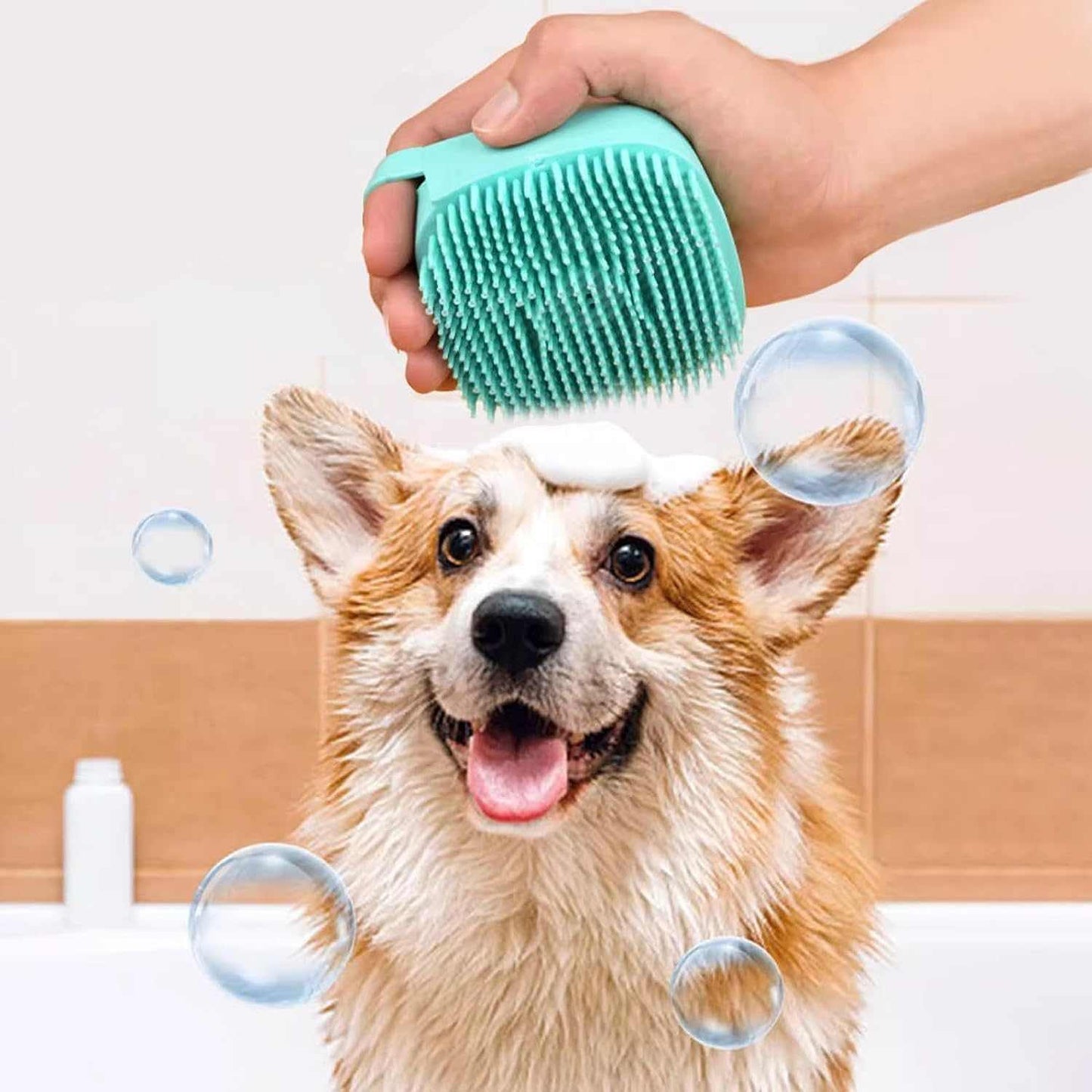 7pcs pet grooming kit with self-cleaning brush, nail clipper, flea comb, shampoo bath brush, and finger toothbrush