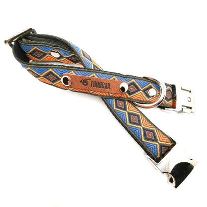 Handmade designer cotton dog collar with durable metal hardware for medium-sized dogs