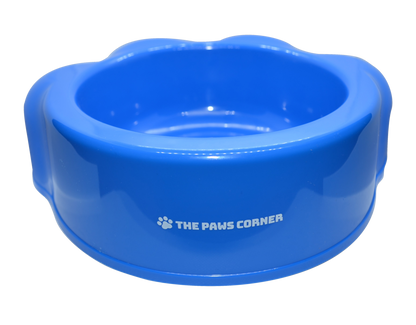 Paw-shaped pet bowl for cats and small dogs, dishwasher safe, holds 22 oz of food or water