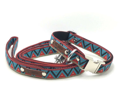 Durable personalised cotton dog collar for medium dogs with aluminium buckle and stylish designer fabric