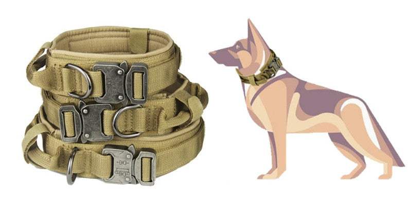 Durable military tactical dog collar with quick release buckle and handle for fast shipping