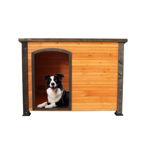 45"Dog House wooden outdoor and indoor kennel with waterproof elevated feet in gold, red, and black colors