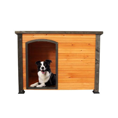 45"Dog House wooden outdoor and indoor kennel with waterproof elevated feet in gold, red, and black colors