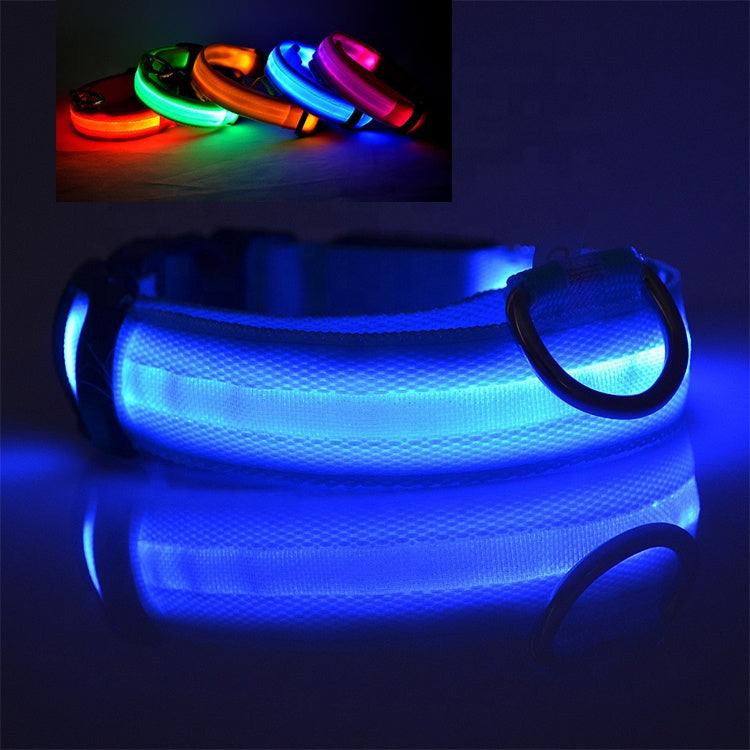 USB rechargeable LED pet dog collar for night visibility and safety
