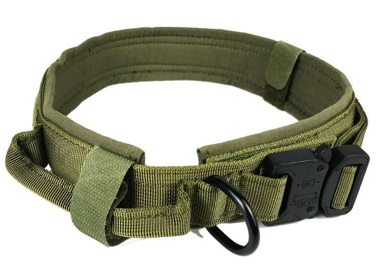 Durable military tactical dog collar with handle and quick-release buckle for fast shipping