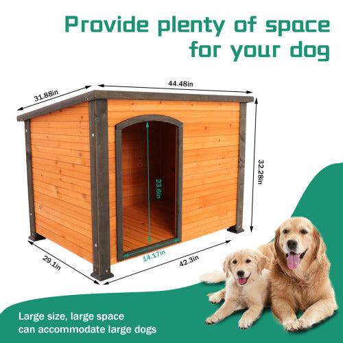 45-inch wooden dog house kennel with waterproof elevated feet for outdoor and indoor use