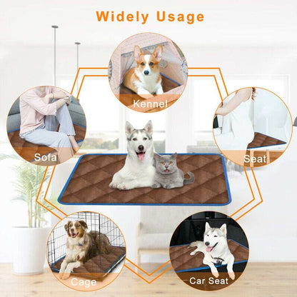 Brown self heating thermal bed for dogs and cats, durable and machine washable pet mattress pad