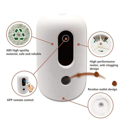 White intelligent pet automatic feeder for dogs and cats with multi-standard specifications and charger included