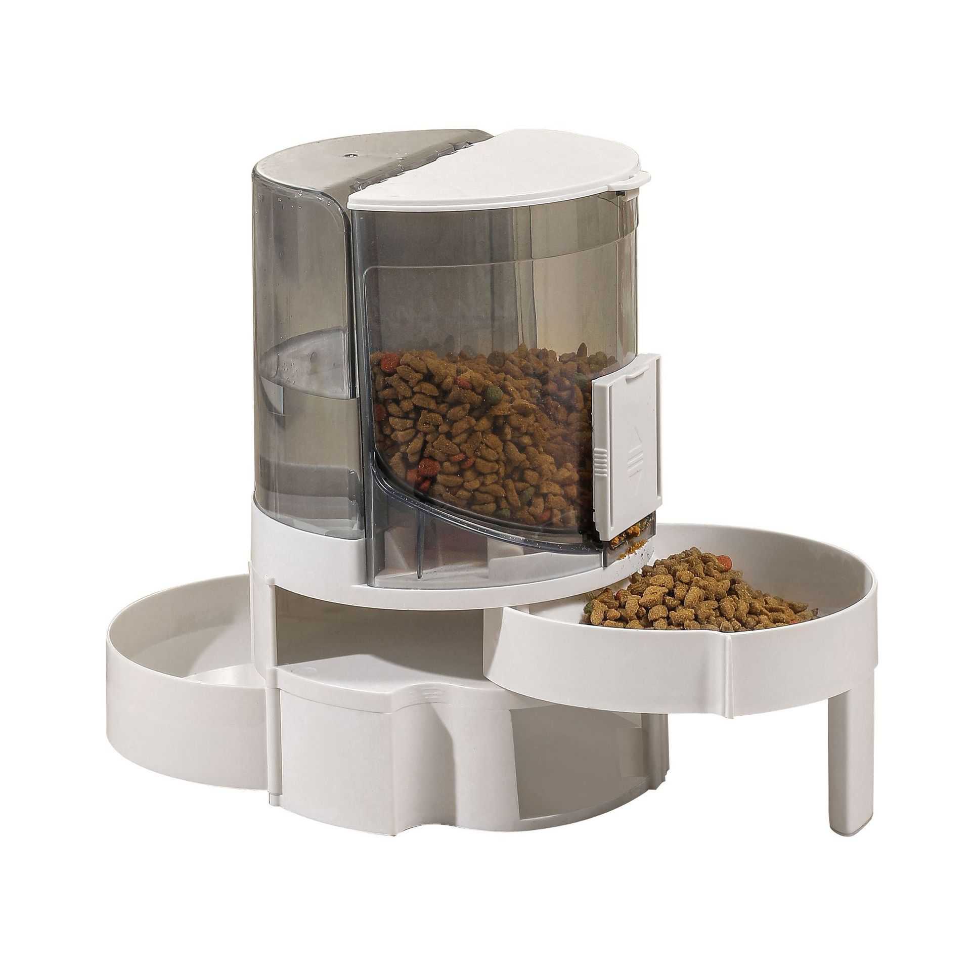 Dark gray and royal blue automatic water change pet feeder for cats and dogs made of ABS material