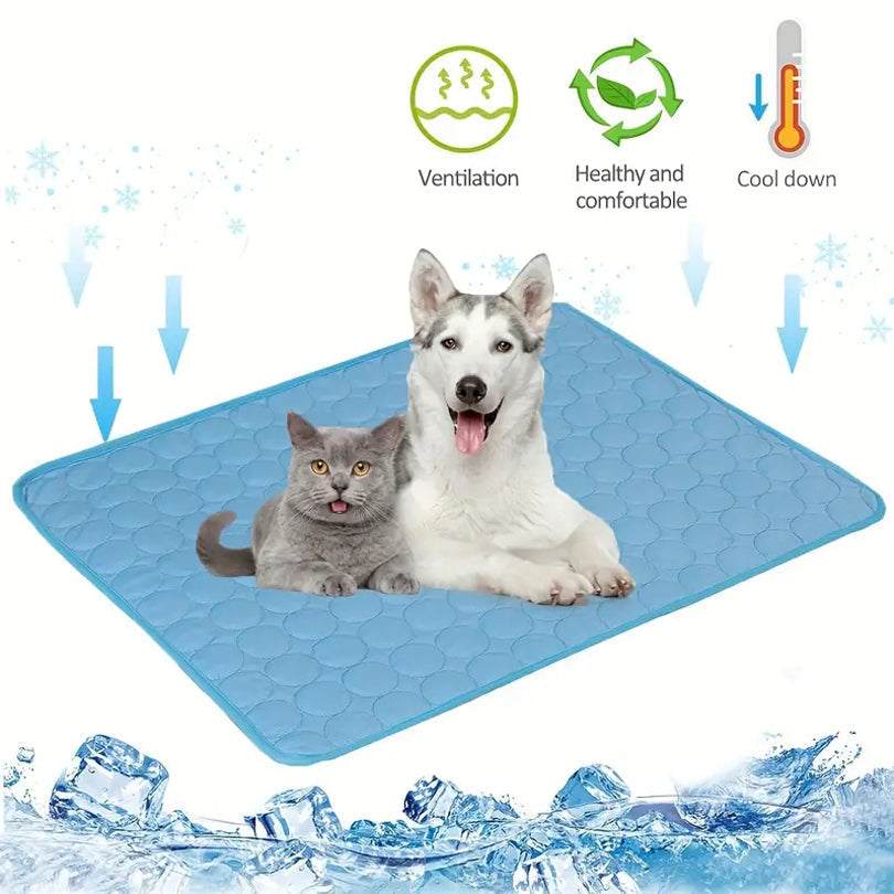 Extra large breathable dog cooling mat with ice silk fabric for summer heat relief