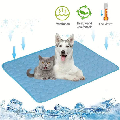 Extra large breathable dog cooling mat with ice silk fabric for summer heat relief