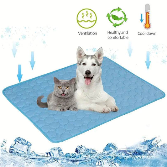 Extra large breathable dog cooling mat with ice silk fabric for summer heat relief