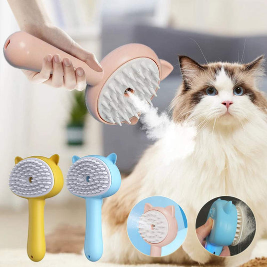Multifunctional hair cleaning brush with steam mist for cat grooming and shedding reduction
